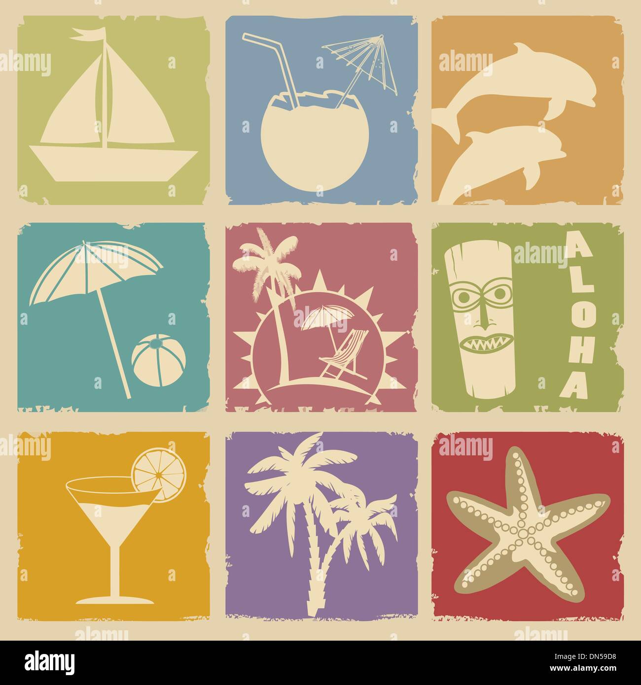 Ensemble d'étiquettes d'été Vintage Illustration de Vecteur