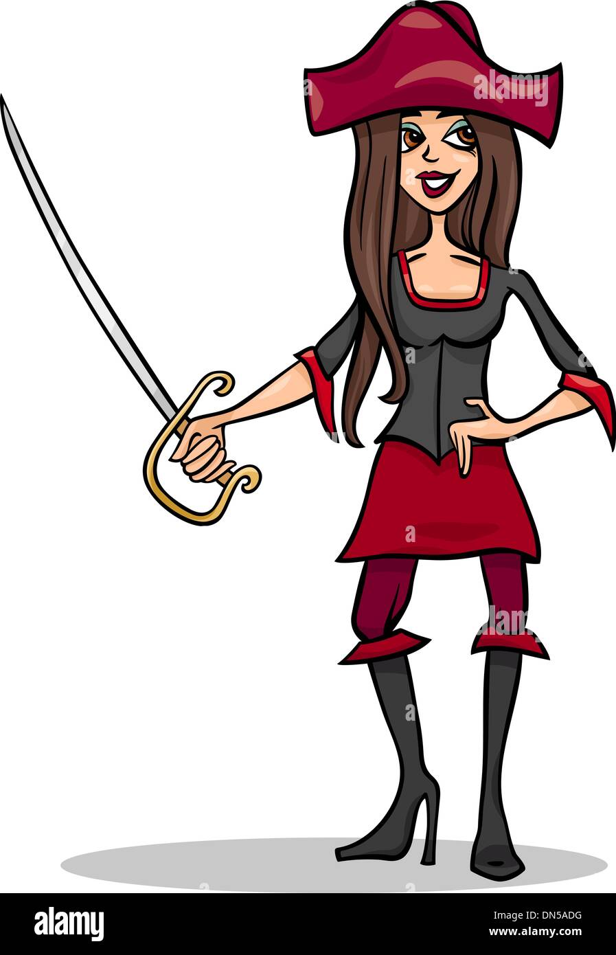 Pirate femme cartoon illustration Illustration de Vecteur