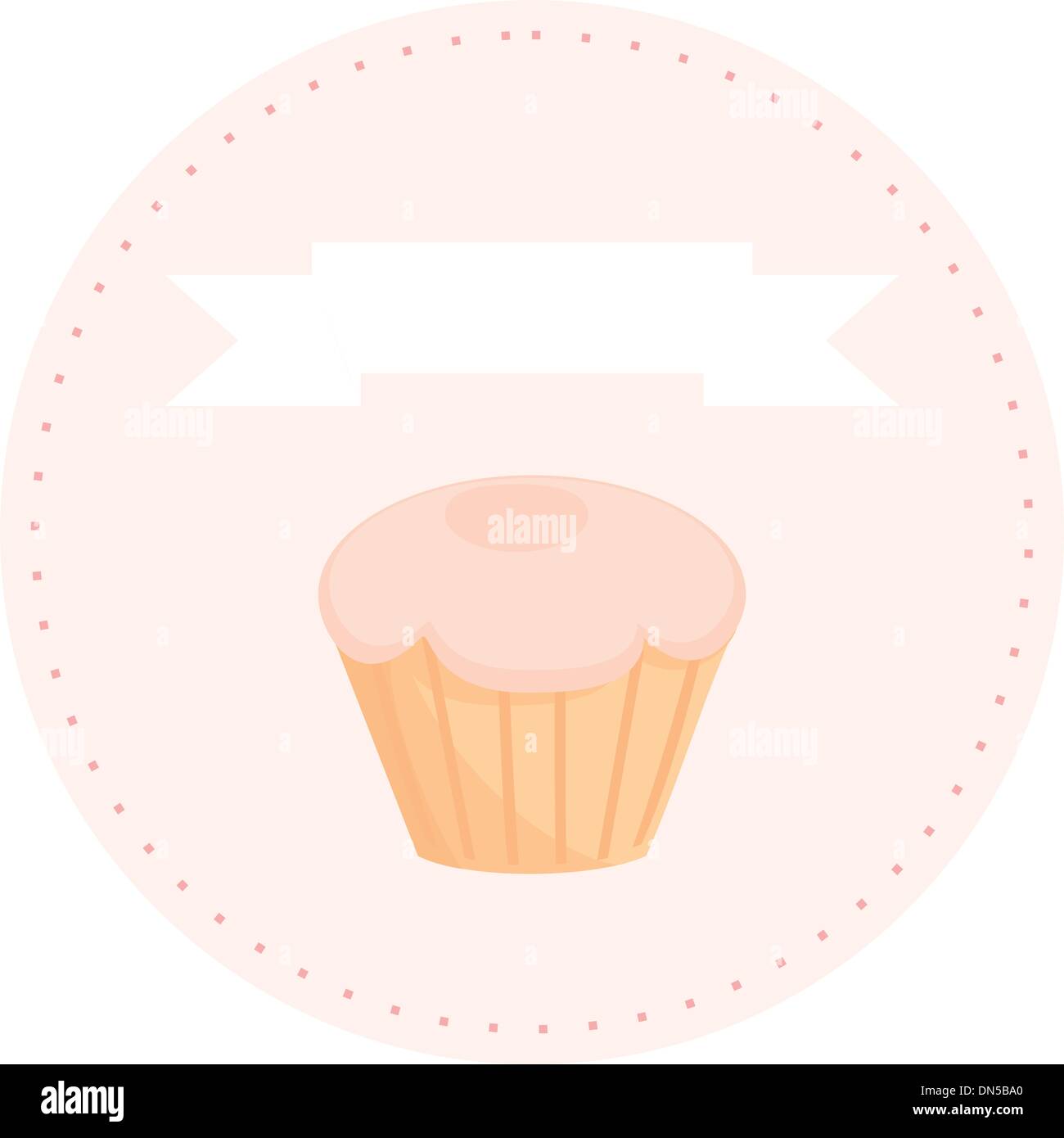 Muffin cupcake sucré vecteur rétro sur fond rose avec du blanc pour votre propre texte. Illustration de Vecteur