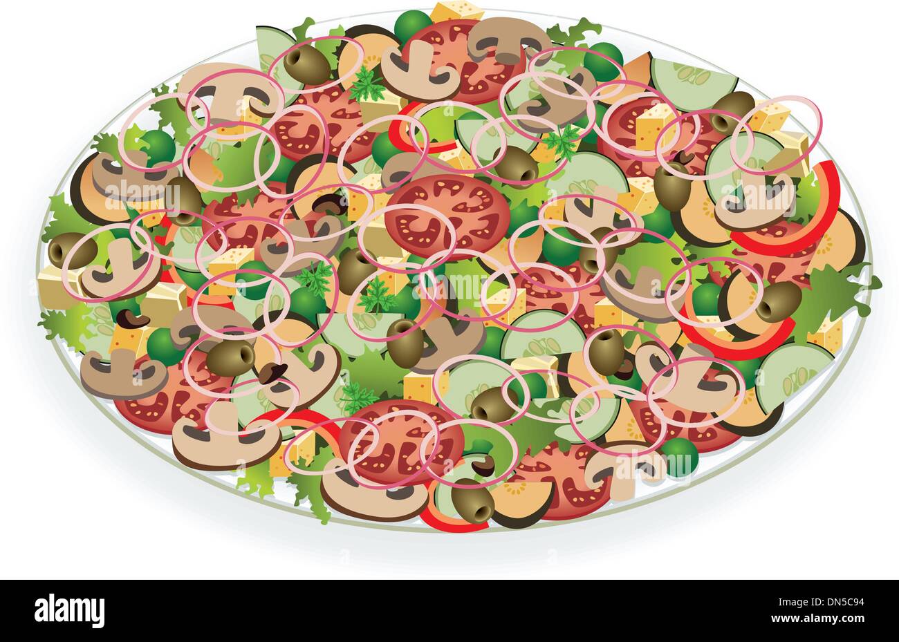 Vector plaque avec une salade de légumes Illustration de Vecteur