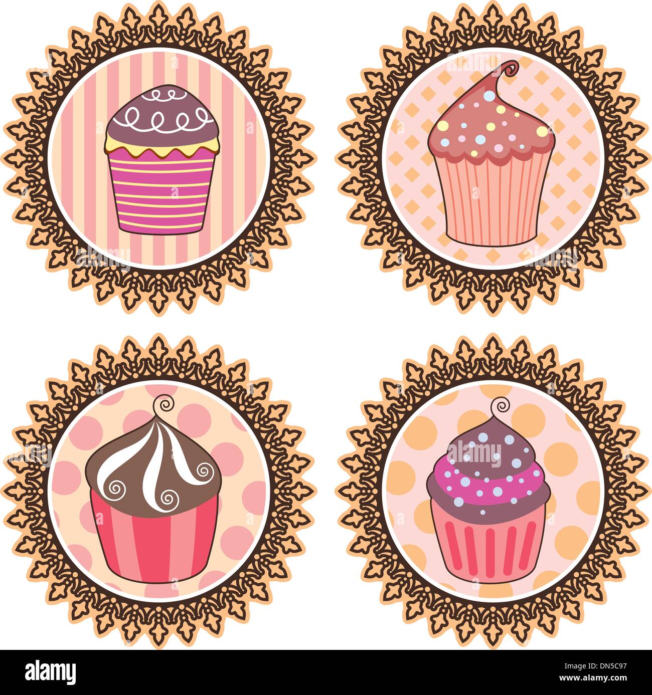 Vector retro cupcakes Illustration de Vecteur