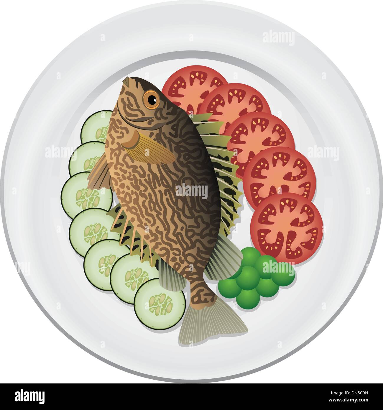 Vector de poissons et de légumes Illustration de Vecteur