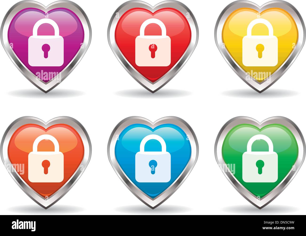 Coeur vector icon set Illustration de Vecteur