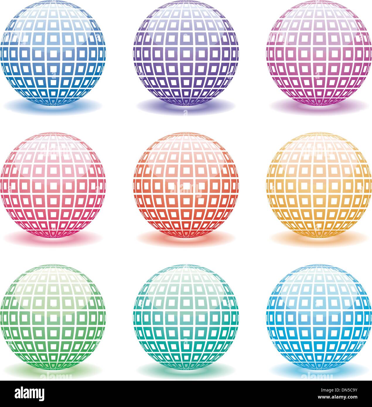 Brillant 3d globes de couleurs différentes Illustration de Vecteur