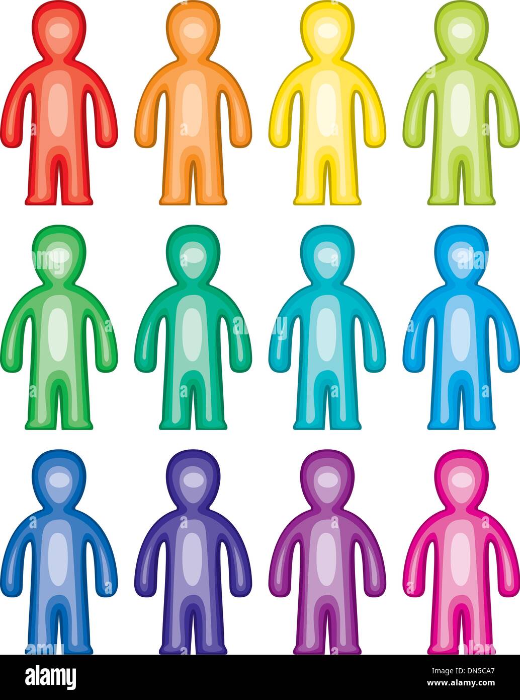Symboles colorés de personnes Illustration de Vecteur