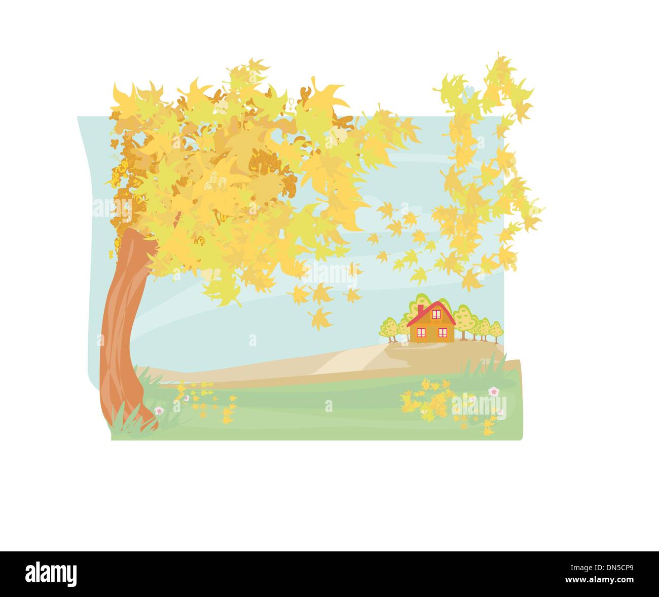 Vecteur magnifique paysage d'automne Illustration de Vecteur