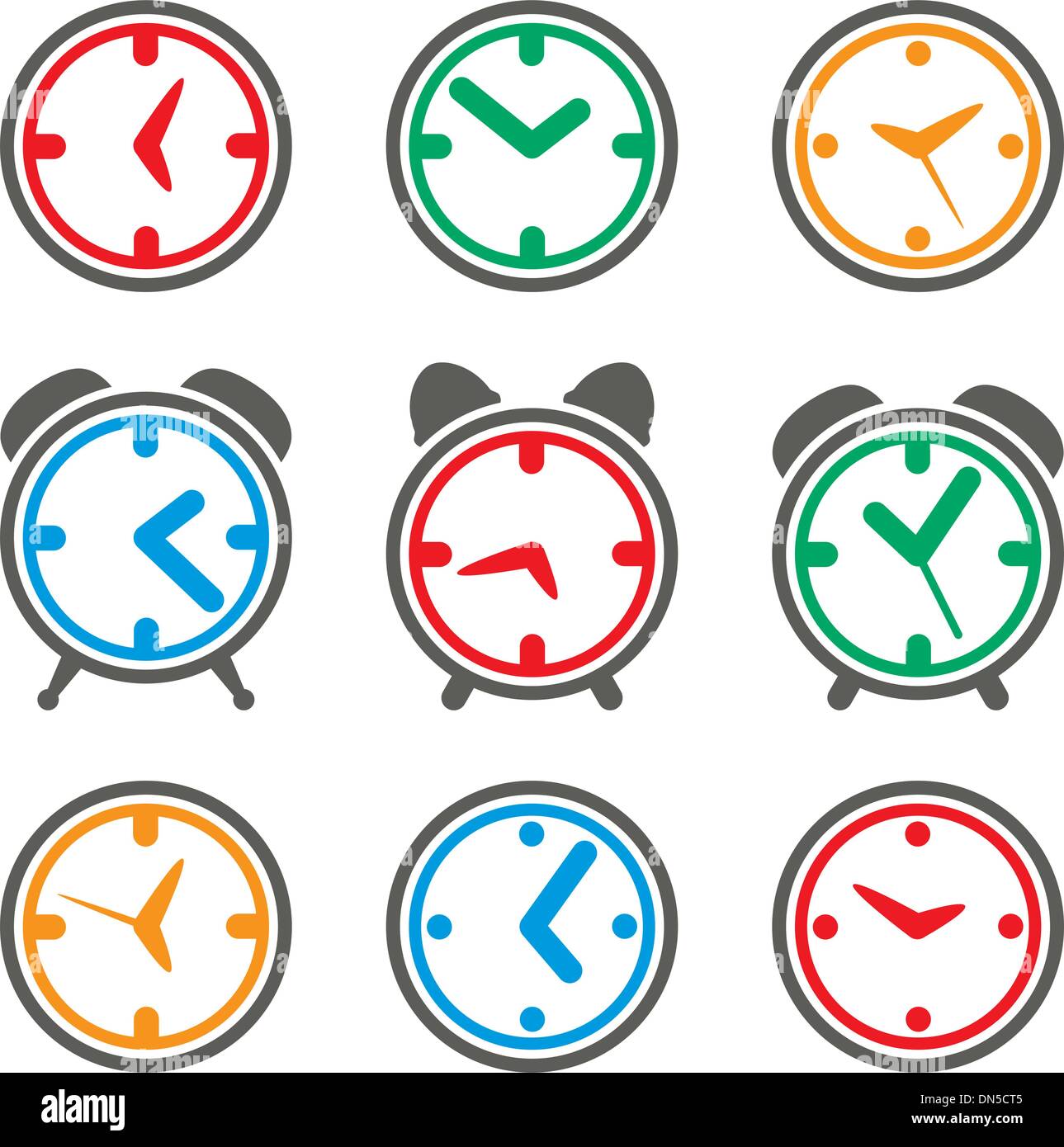Coloré vecteur symboles horloge Illustration de Vecteur