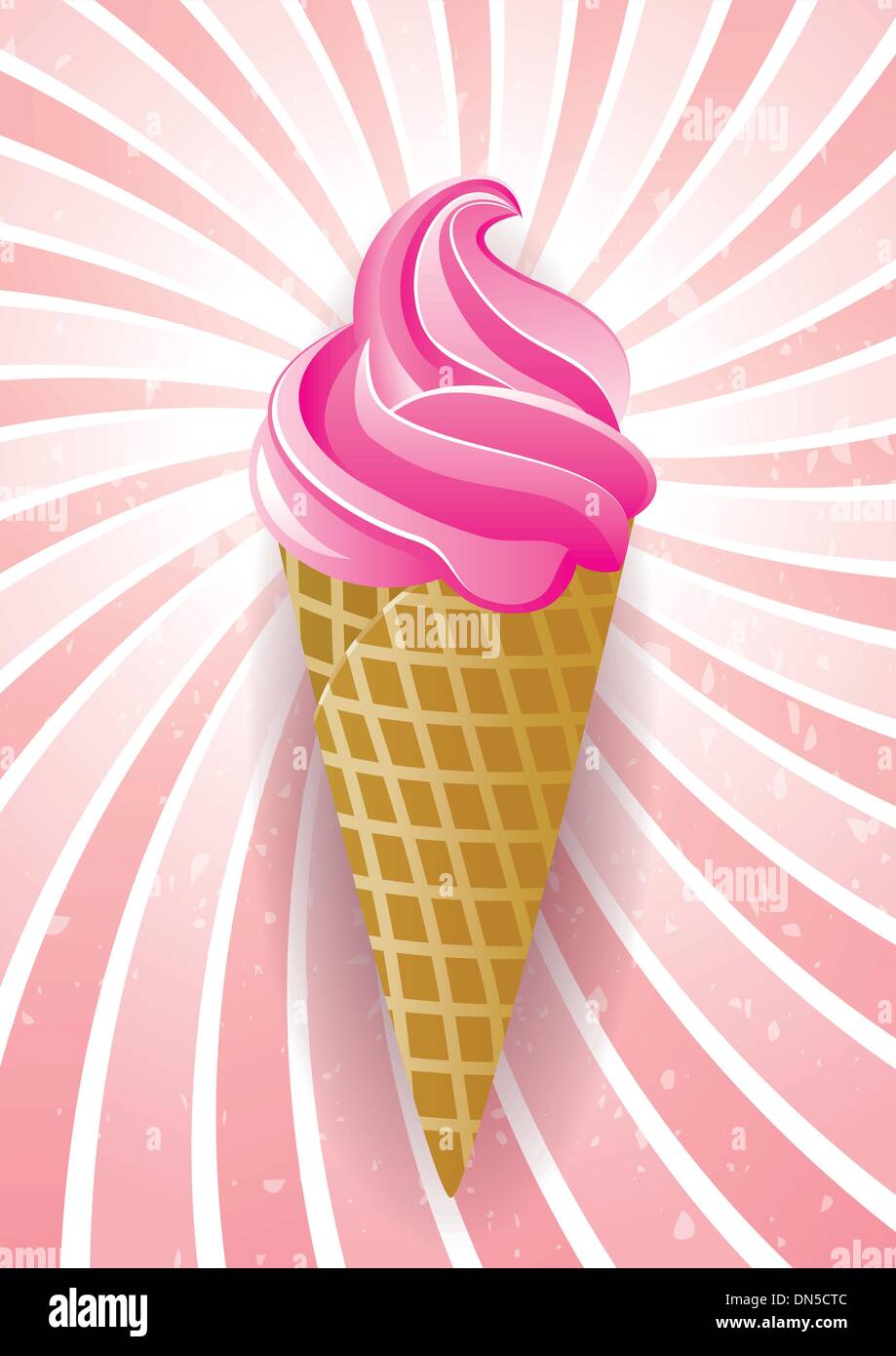 Icecream vecteur cône sur rétro arrière Illustration de Vecteur