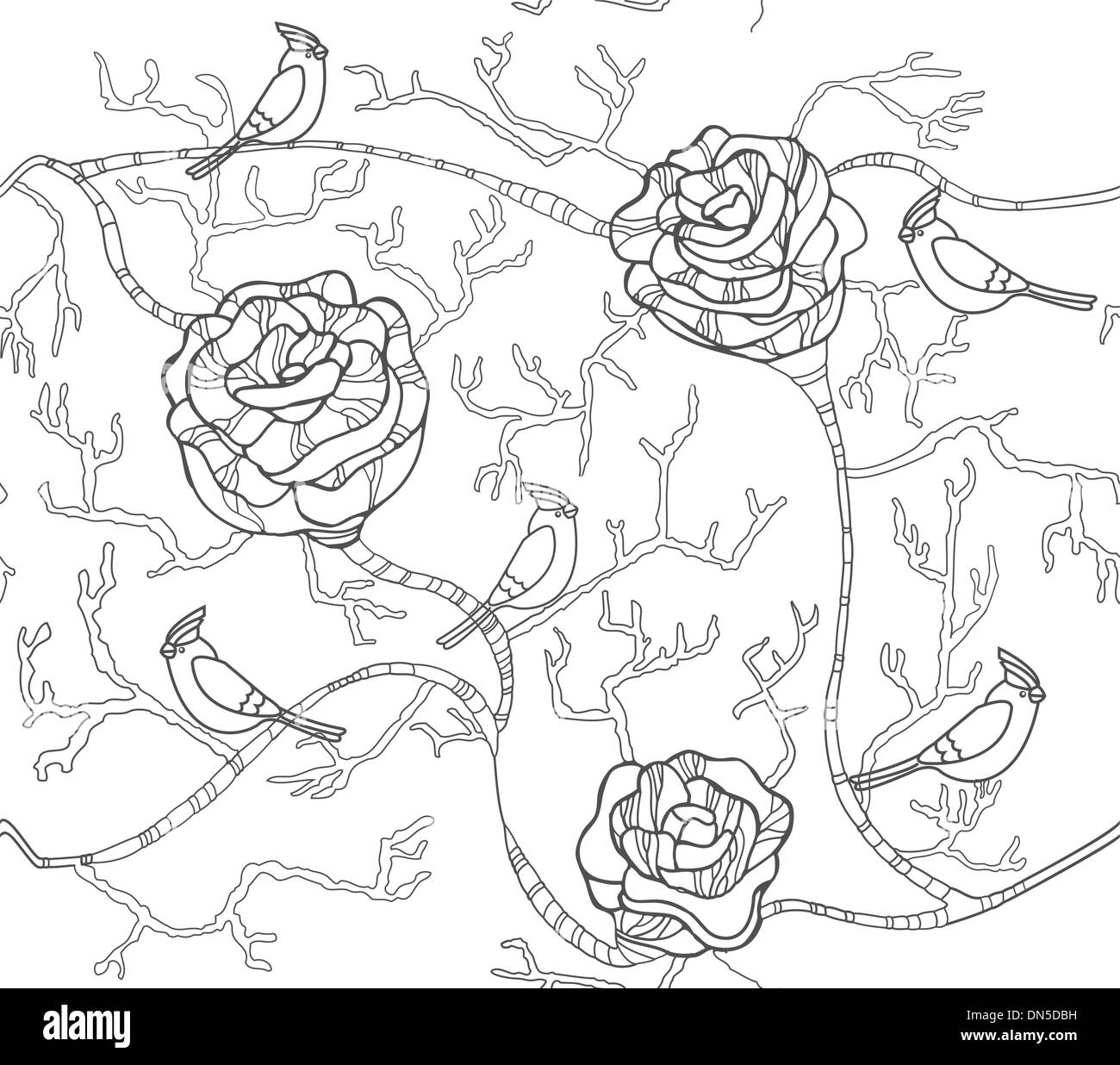 Abstraite noir et blanc motif fleur transparente avec des roses et Illustration de Vecteur