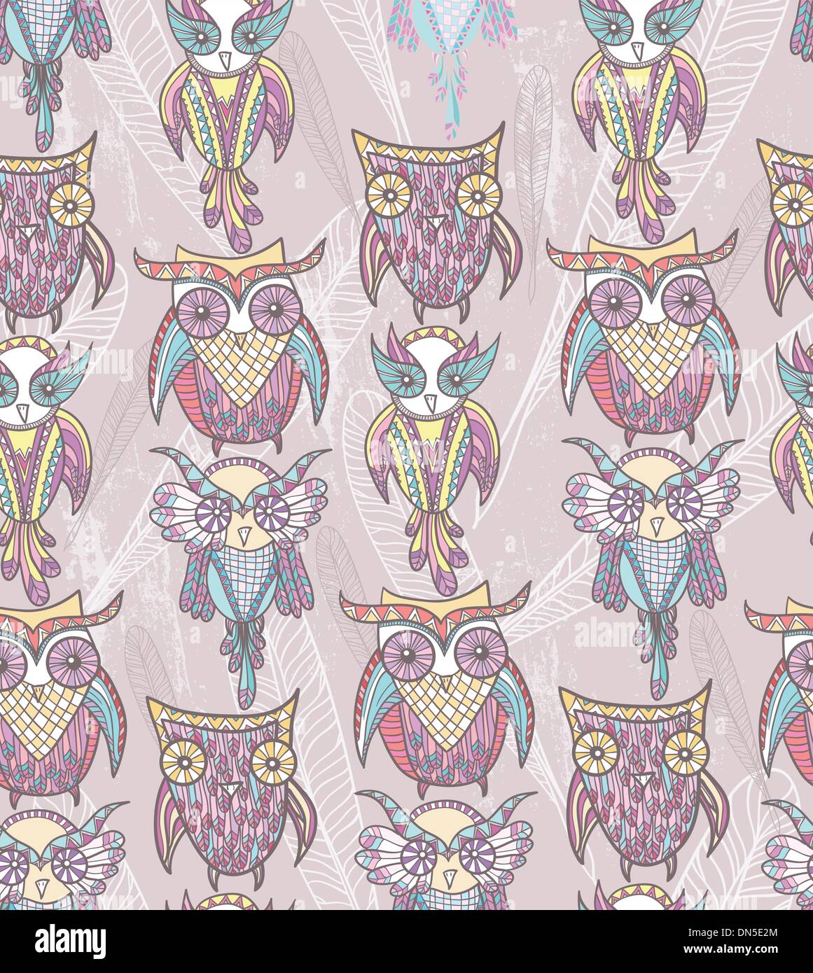 Cute owl seamless pattern Illustration de Vecteur