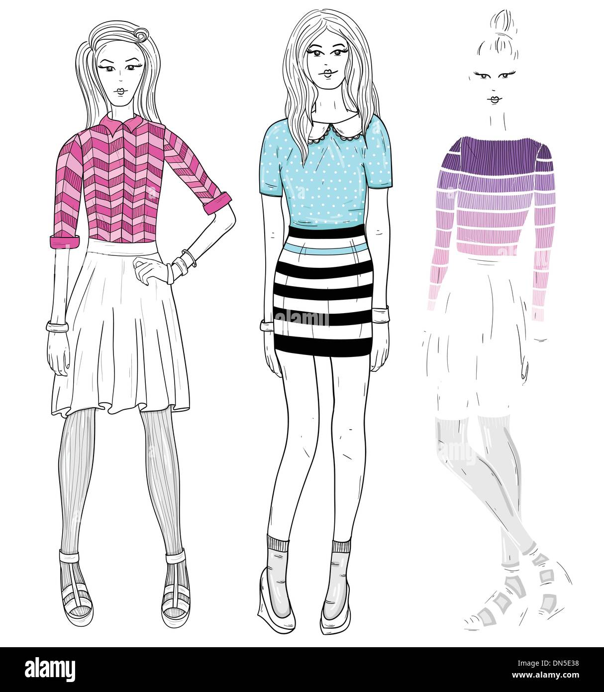 Les jeunes filles fashion illustration. Vector illustration. Illustration de Vecteur