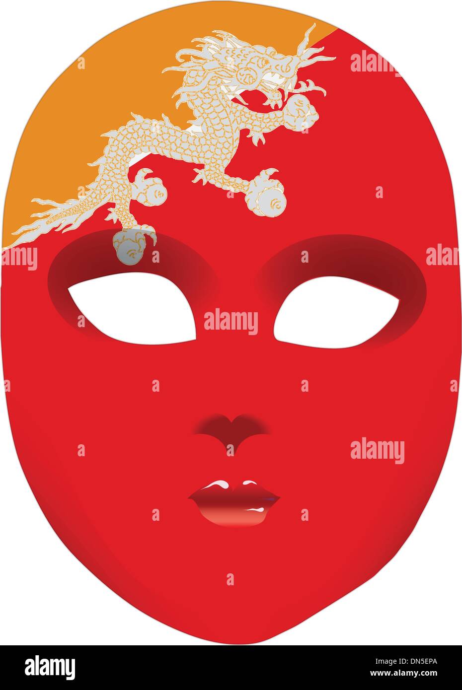 Pavillon du Bhoutan au masque. Illustration de Vecteur