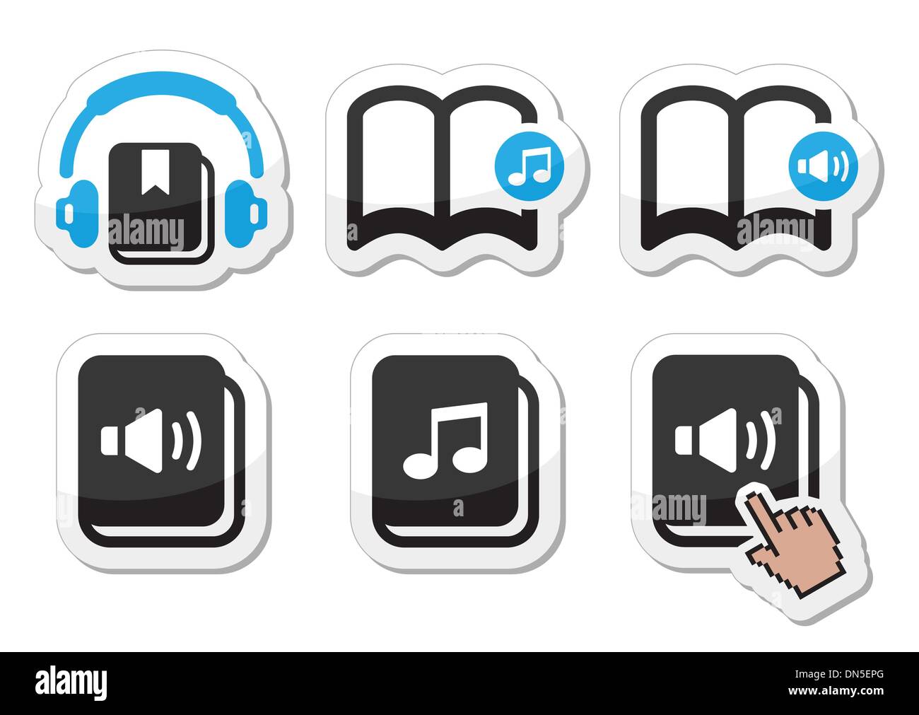 Livre audio vector icons set Illustration de Vecteur