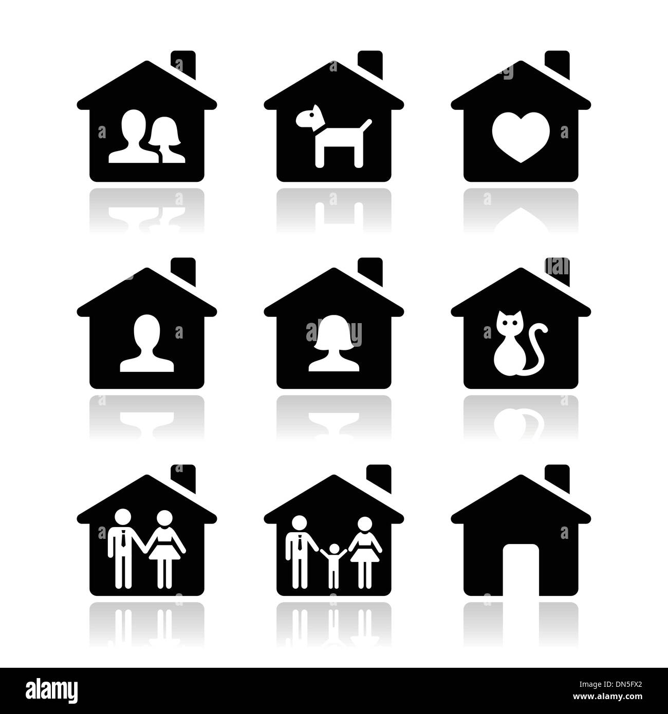 Maison, famille vector icons set Illustration de Vecteur
