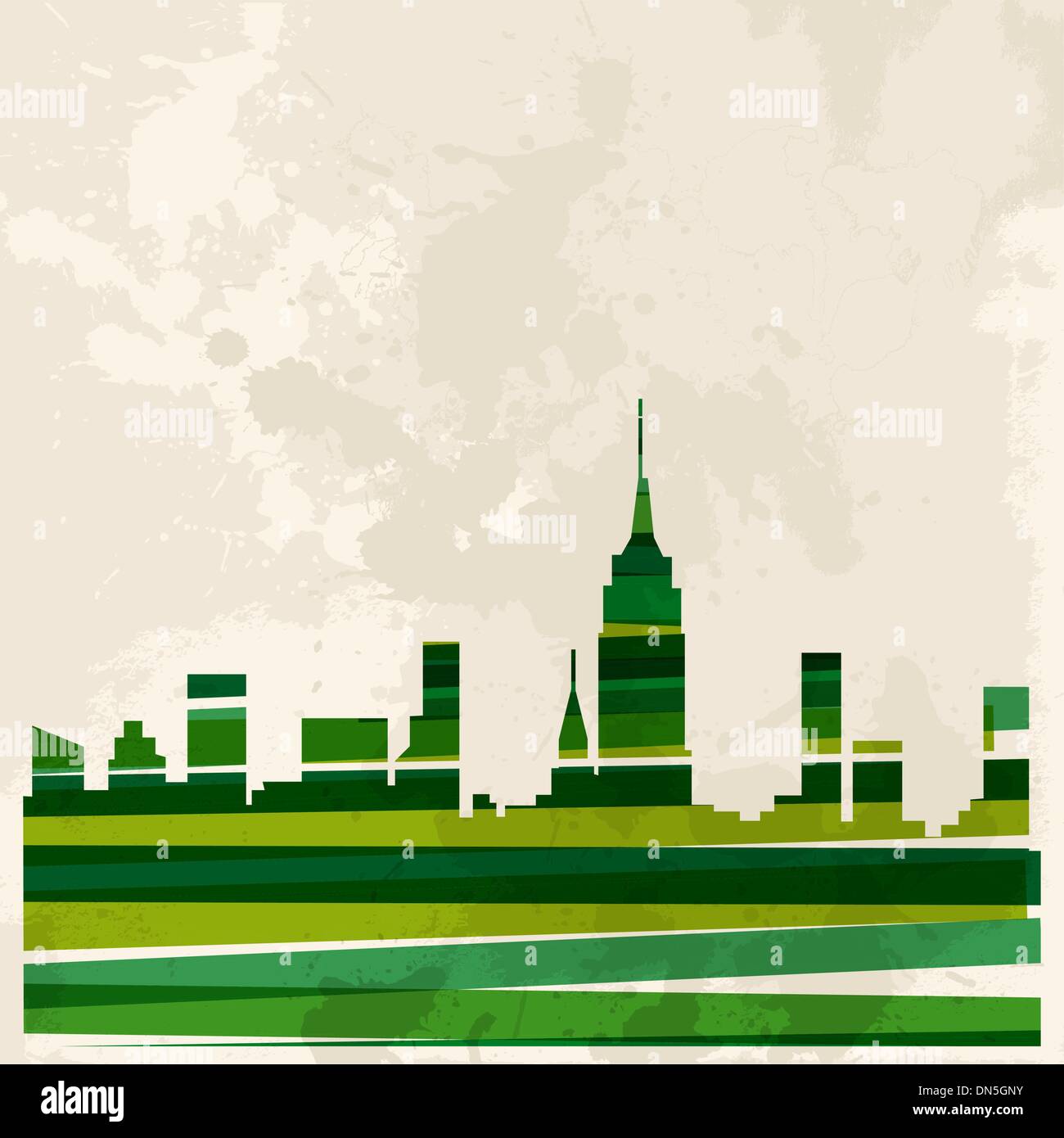 Ville skyline multicolore Vintage Illustration de Vecteur