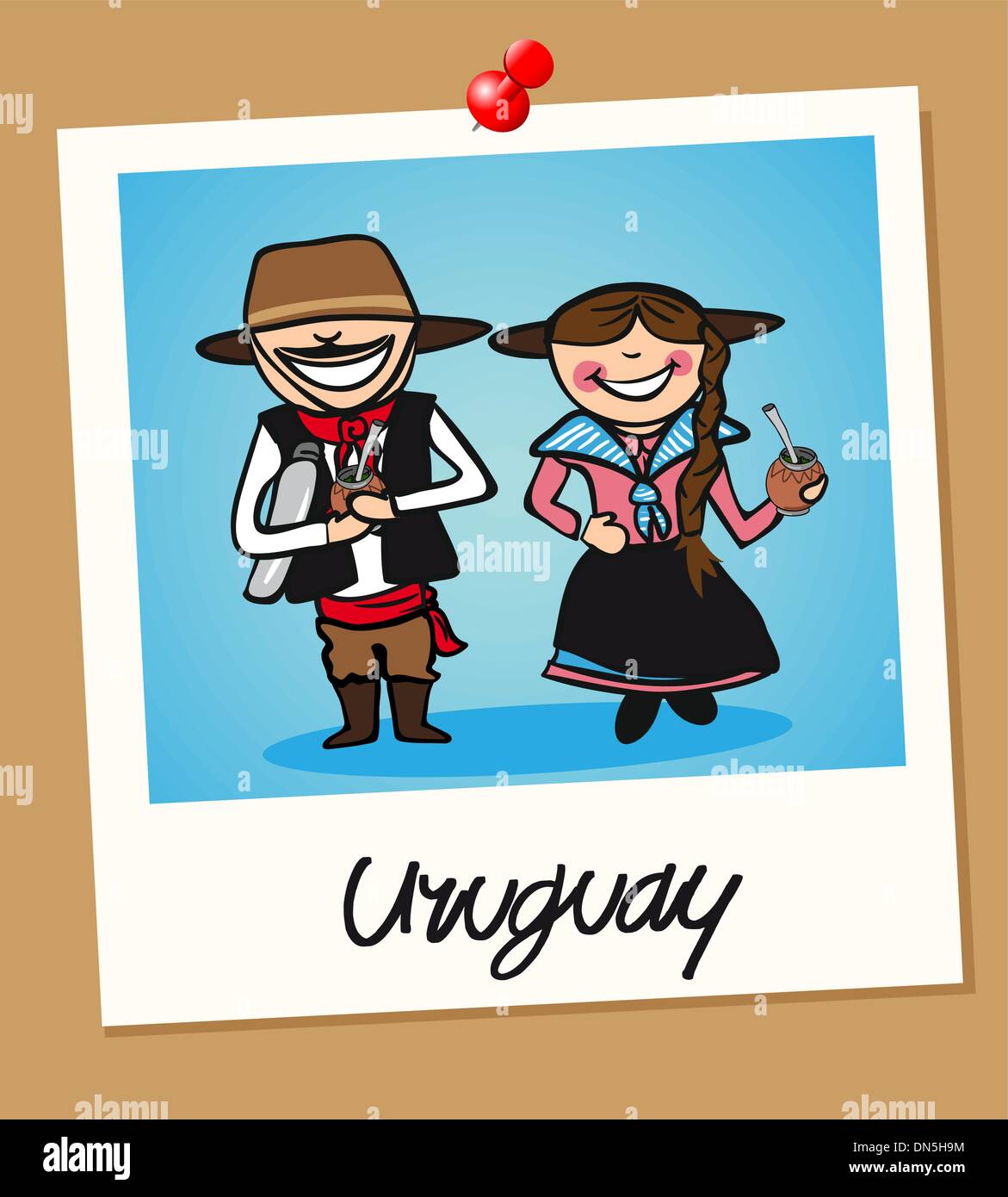 Les personnes en voyage d'Uruguay instant photo frame Illustration de Vecteur