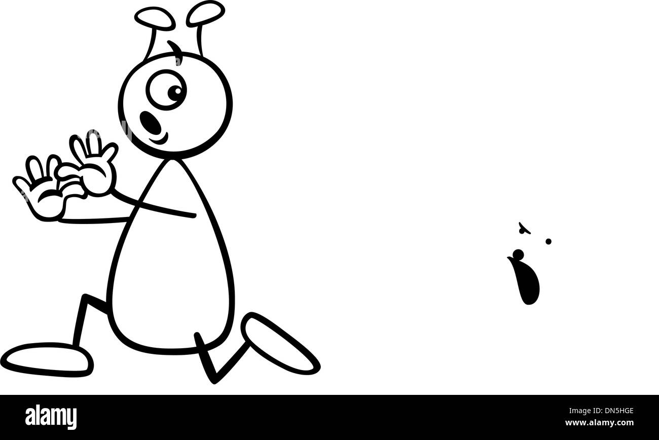 Chien et alien cartoon coloriage Illustration de Vecteur