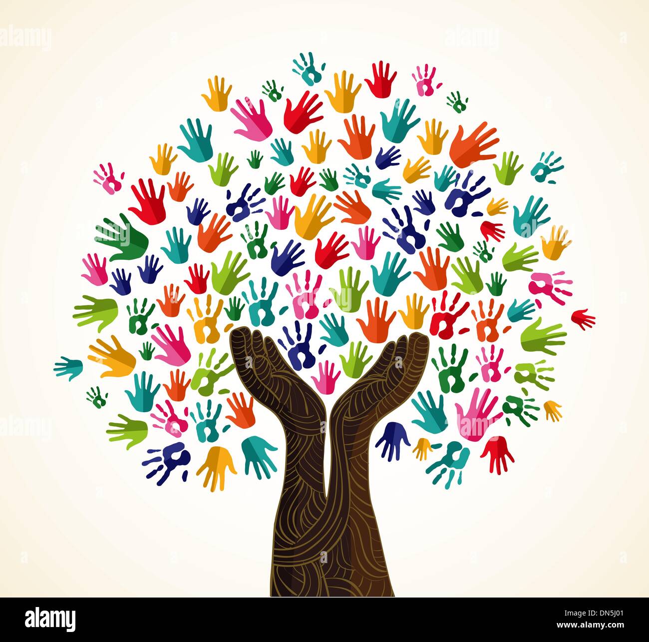 La solidarité de l'arbre coloré design Illustration de Vecteur