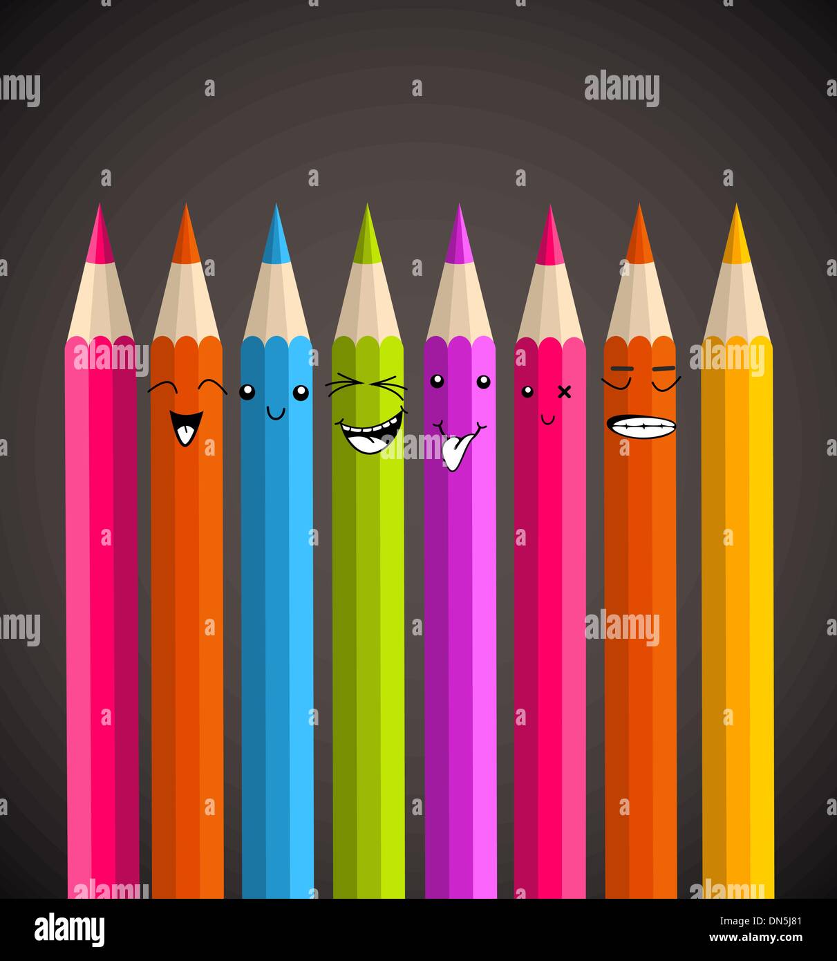 Arc-en-ciel coloré crayon funny cartoon Illustration de Vecteur