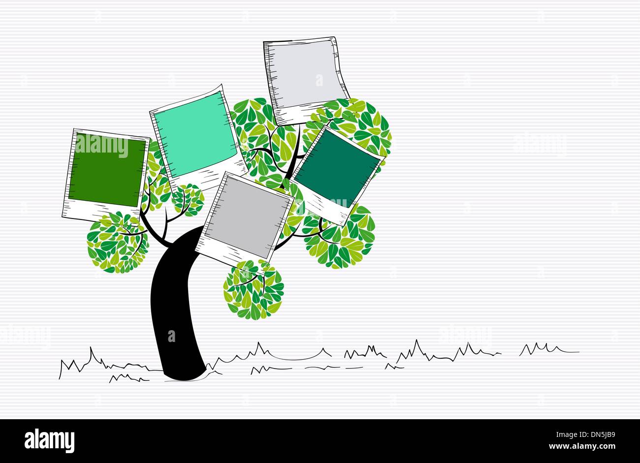 Couleurs Vintage instant photo tree Illustration de Vecteur