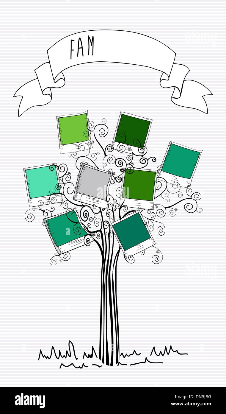 Lignes Vintage instant photo tree Illustration de Vecteur