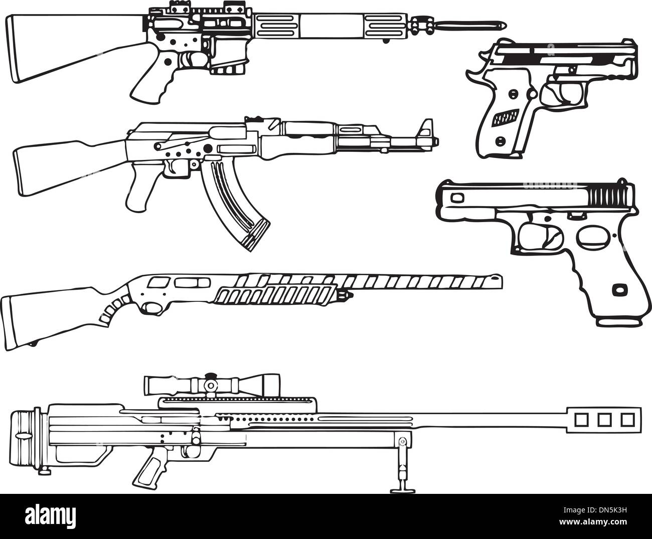 Armes à feu Illustration de Vecteur