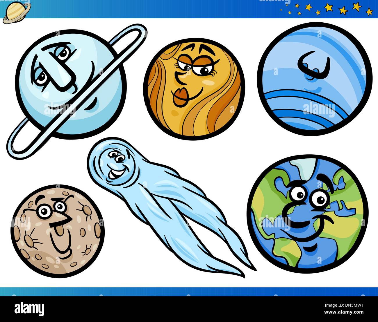 Orbes des planètes et des personnages de série Illustration de Vecteur