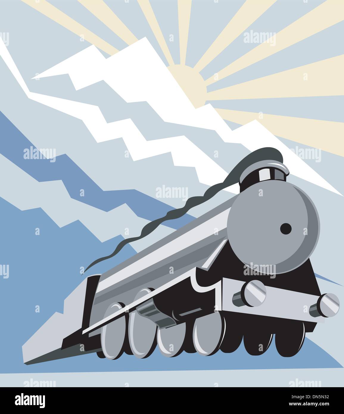 Train à vapeur locomotive vintage Illustration de Vecteur