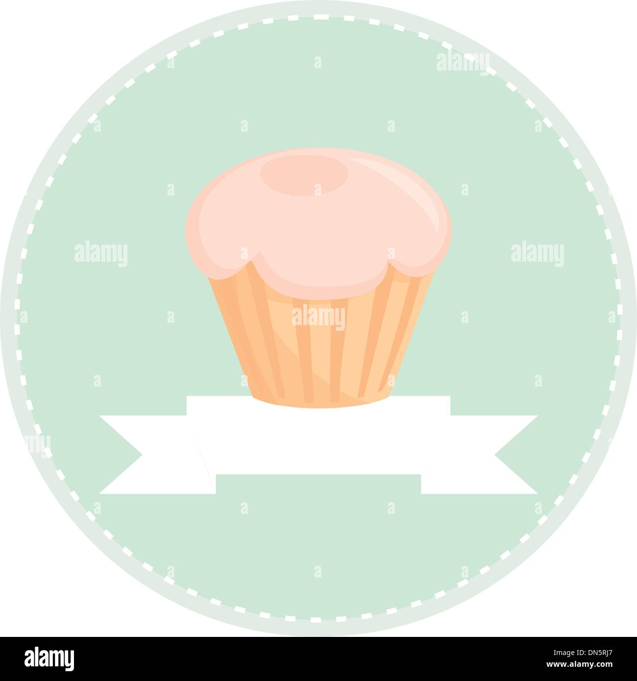 Sweet retro cupcake avec coeur sur fond vert menthe et blanc pour votre propre texte - vector illustration Illustration de Vecteur