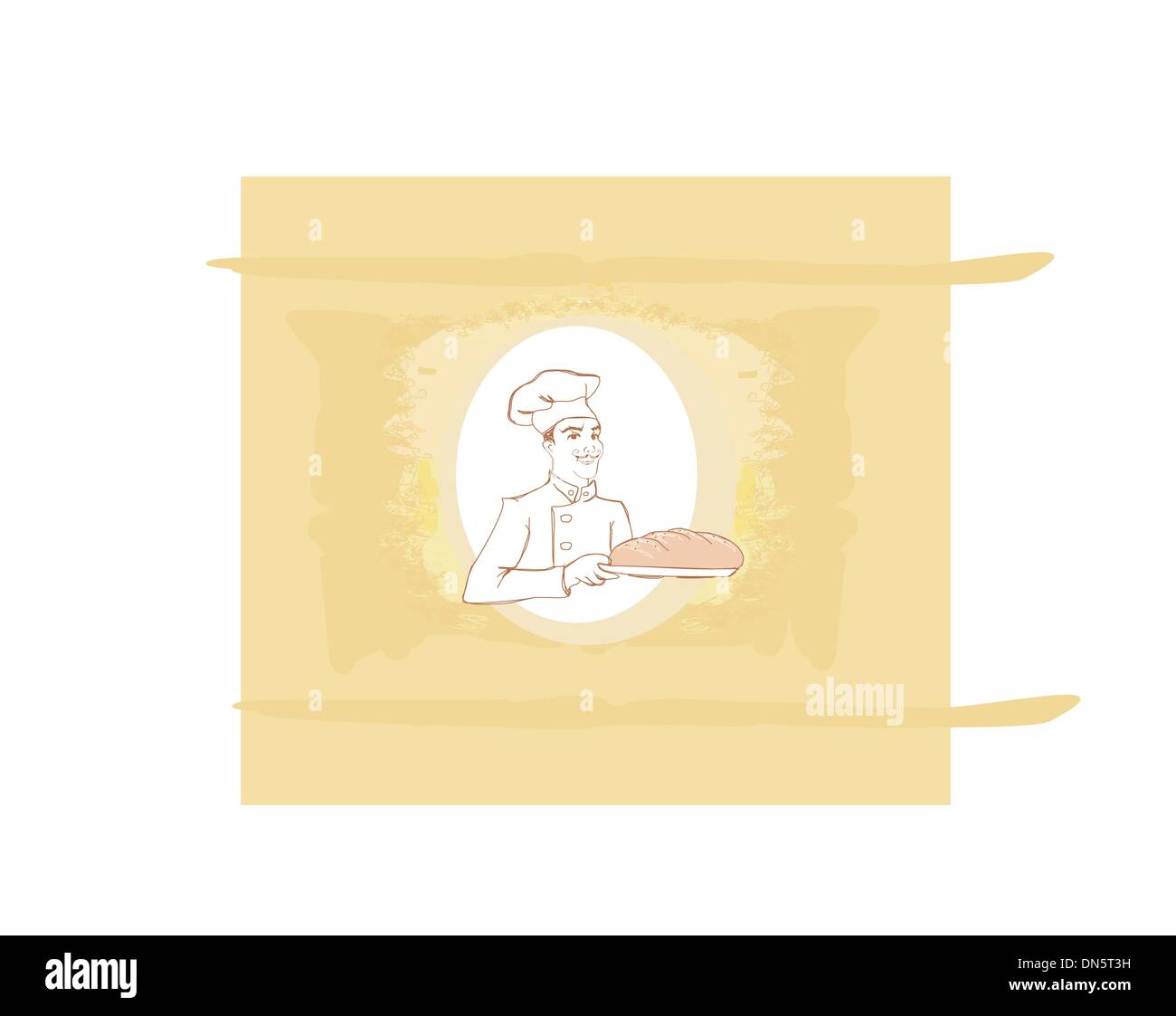Baker personnage Présentation du pain frais Illustration de Vecteur