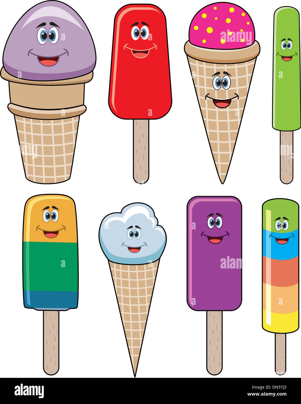 Vector set of funny icecream et sucettes glacées Illustration de Vecteur