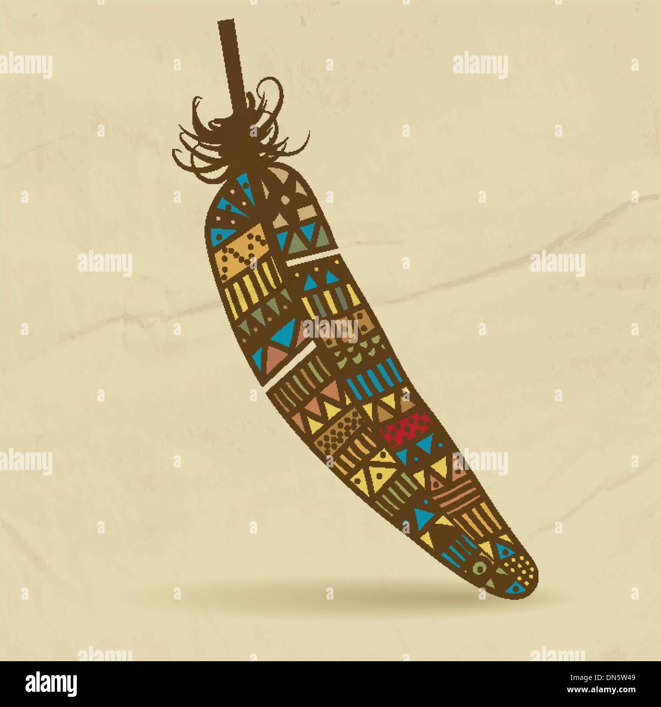 Aztec feather vector illustration de la main. Illustration de Vecteur