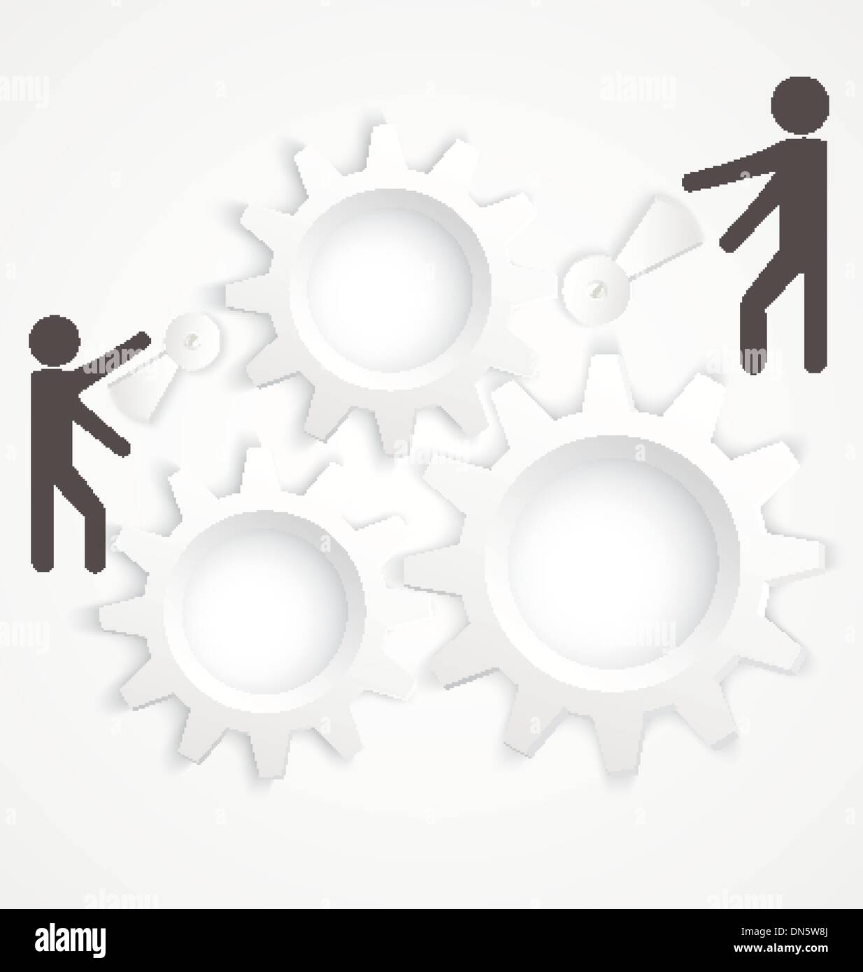 Vecteur de la roue dentée de deux personnes Illustration de Vecteur