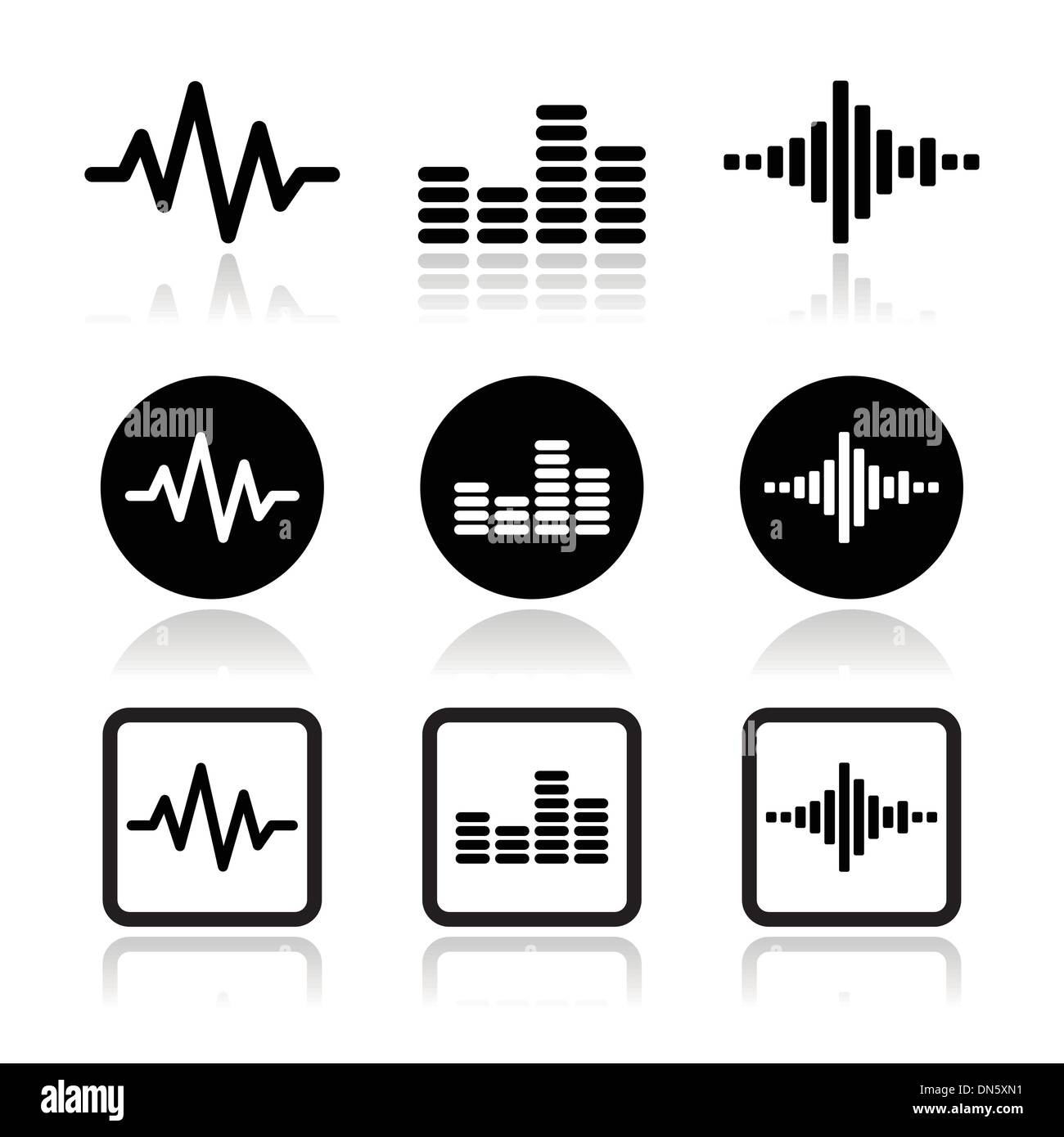 Soundwave music vector icons set Illustration de Vecteur
