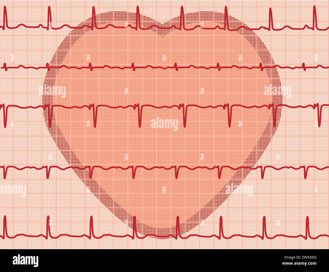 Battement de coeur et électrocardiogramme Illustration de Vecteur