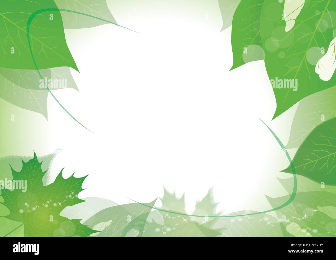 Vert feuille frontière avec place pour votre texte Illustration de Vecteur