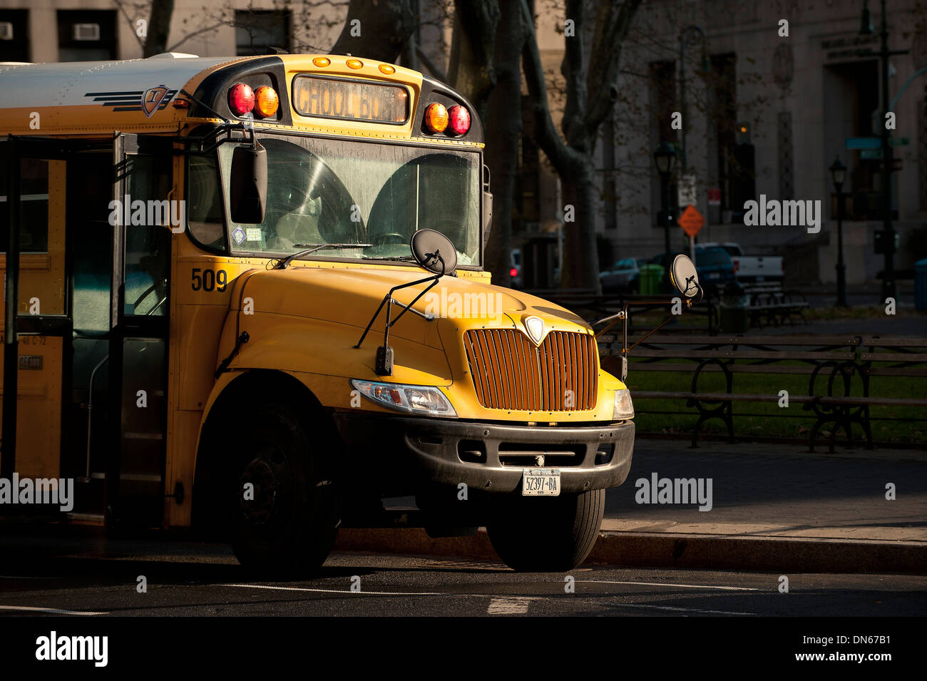 School Bus, Manhattan, New York City, USA Banque D'Images