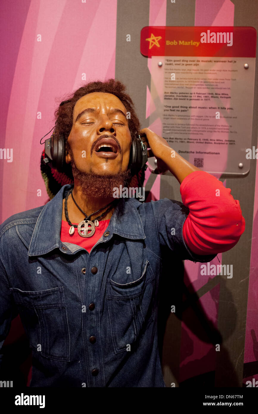 Bob Marley cire figure dans le Madame Tussauds Amsterdam en Hollande, aux Pays-Bas. Banque D'Images
