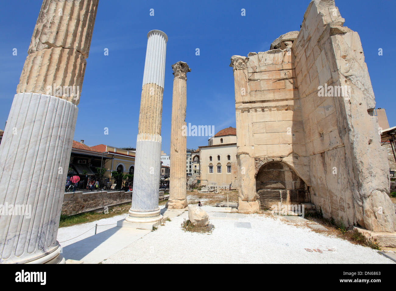 Grèce Athènes attique du site archéologique de bibliothèque d'Hadrien Banque D'Images