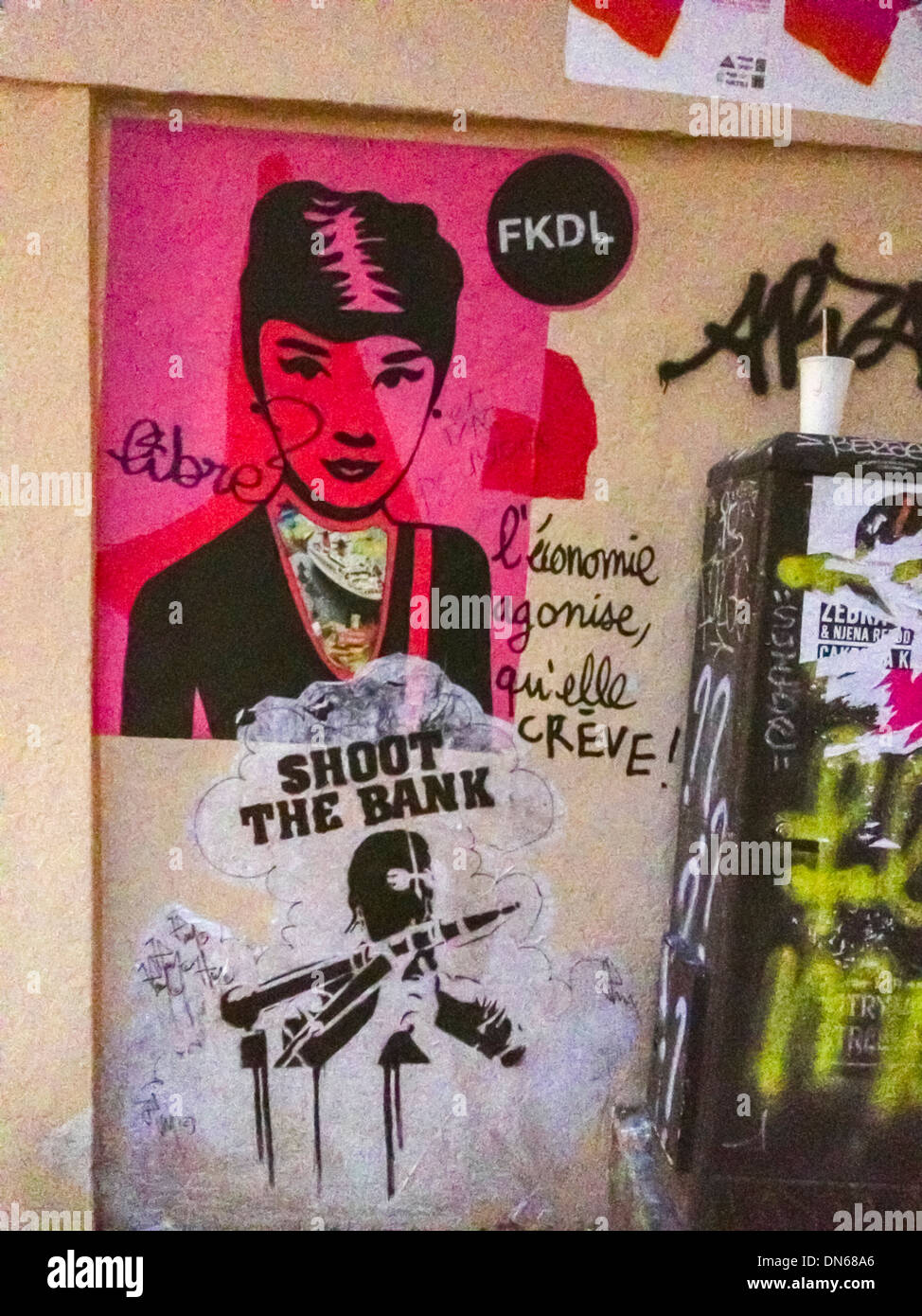 Paris, France, Street Wall art, affiches dans les Marais, Banque D'Images