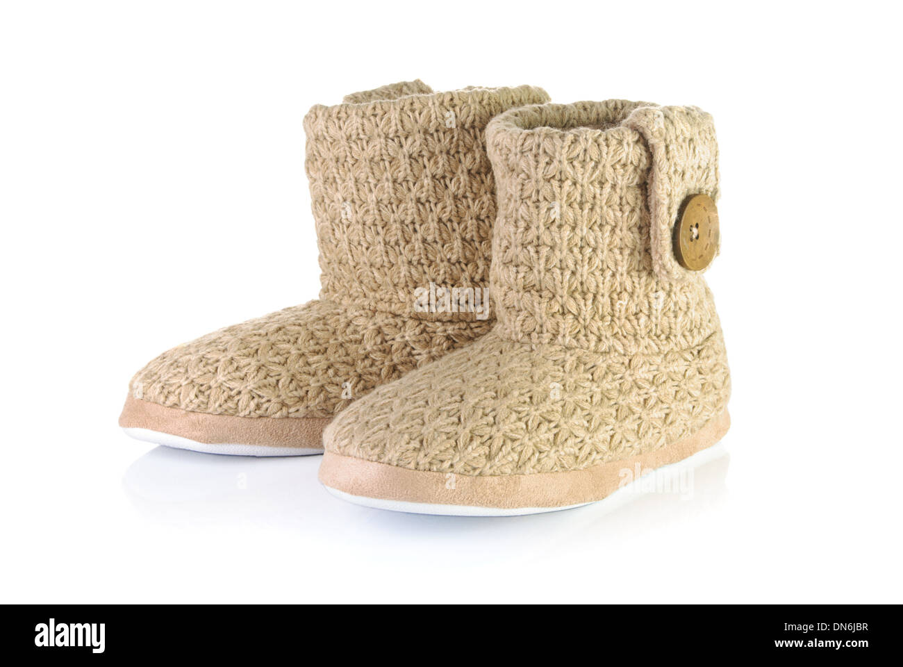 Paire de chaussons chaud sur un fond blanc Banque D'Images