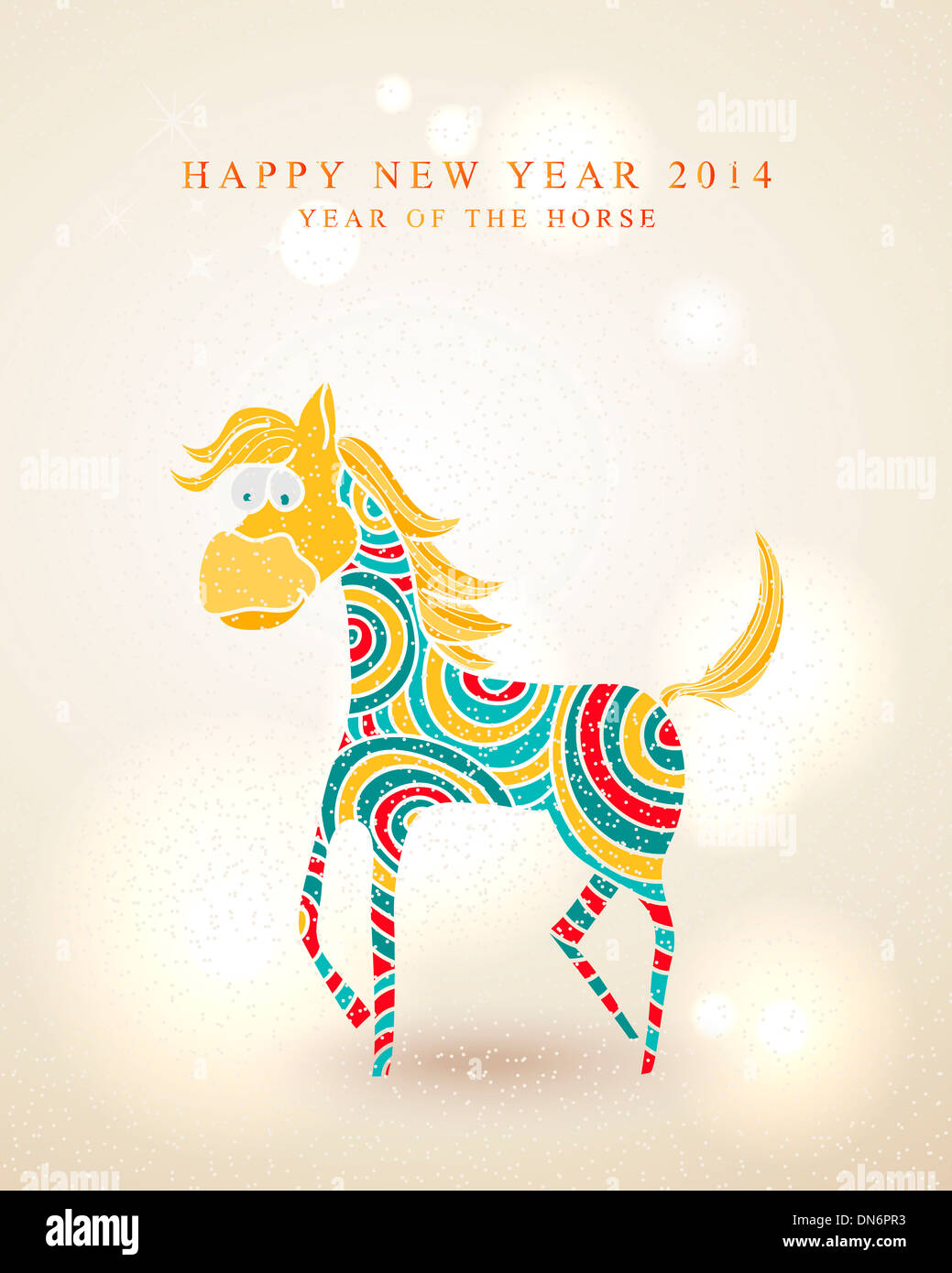 Nouvel An chinois 2014, l'illustration colorée cartoon. Fichier vectoriel EPS10 avec la transparence des couches. Banque D'Images
