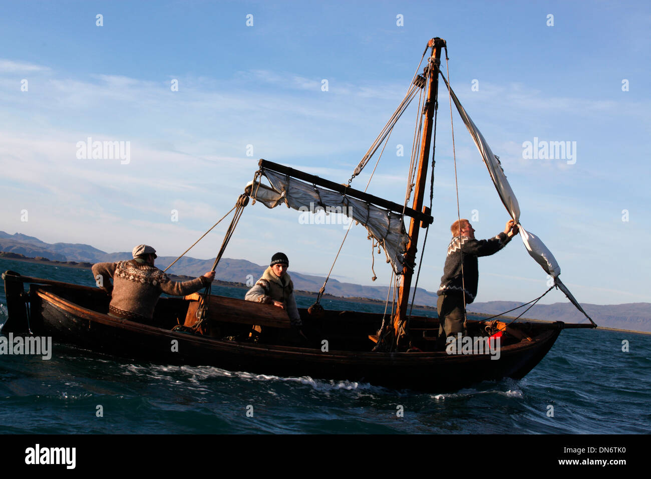 Navigation dans l'océan Atlantique Nord, l'Islande. Banque D'Images