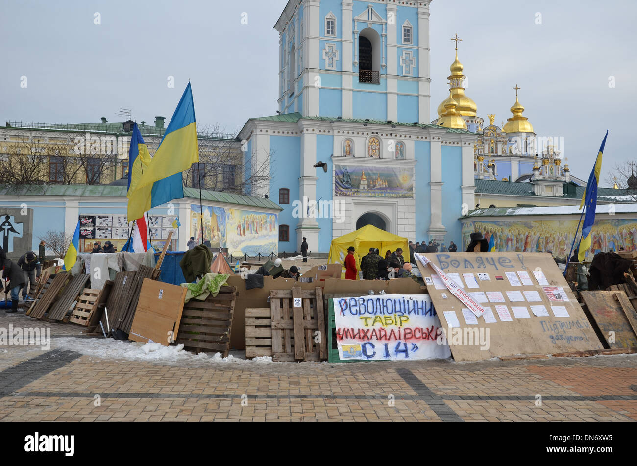 Camp de manifestants dans la capitale ukrainienne Banque D'Images