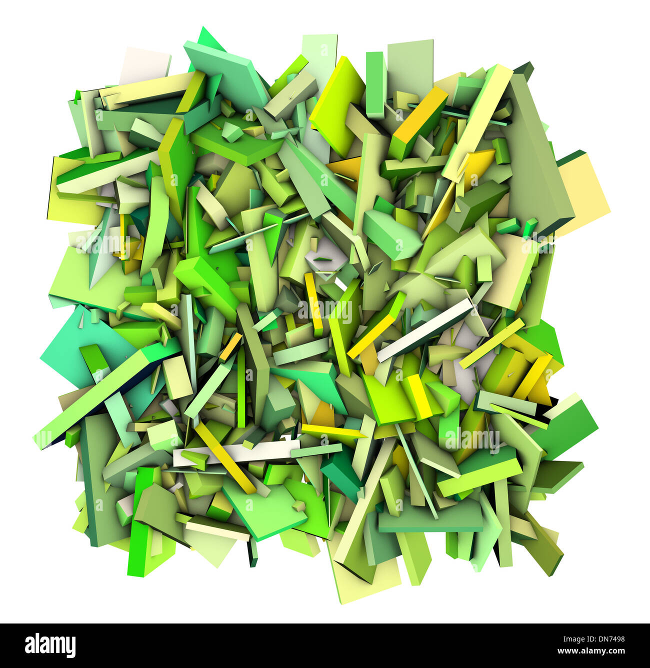 3d abstrait des formes fragmentées vert jaune Banque D'Images
