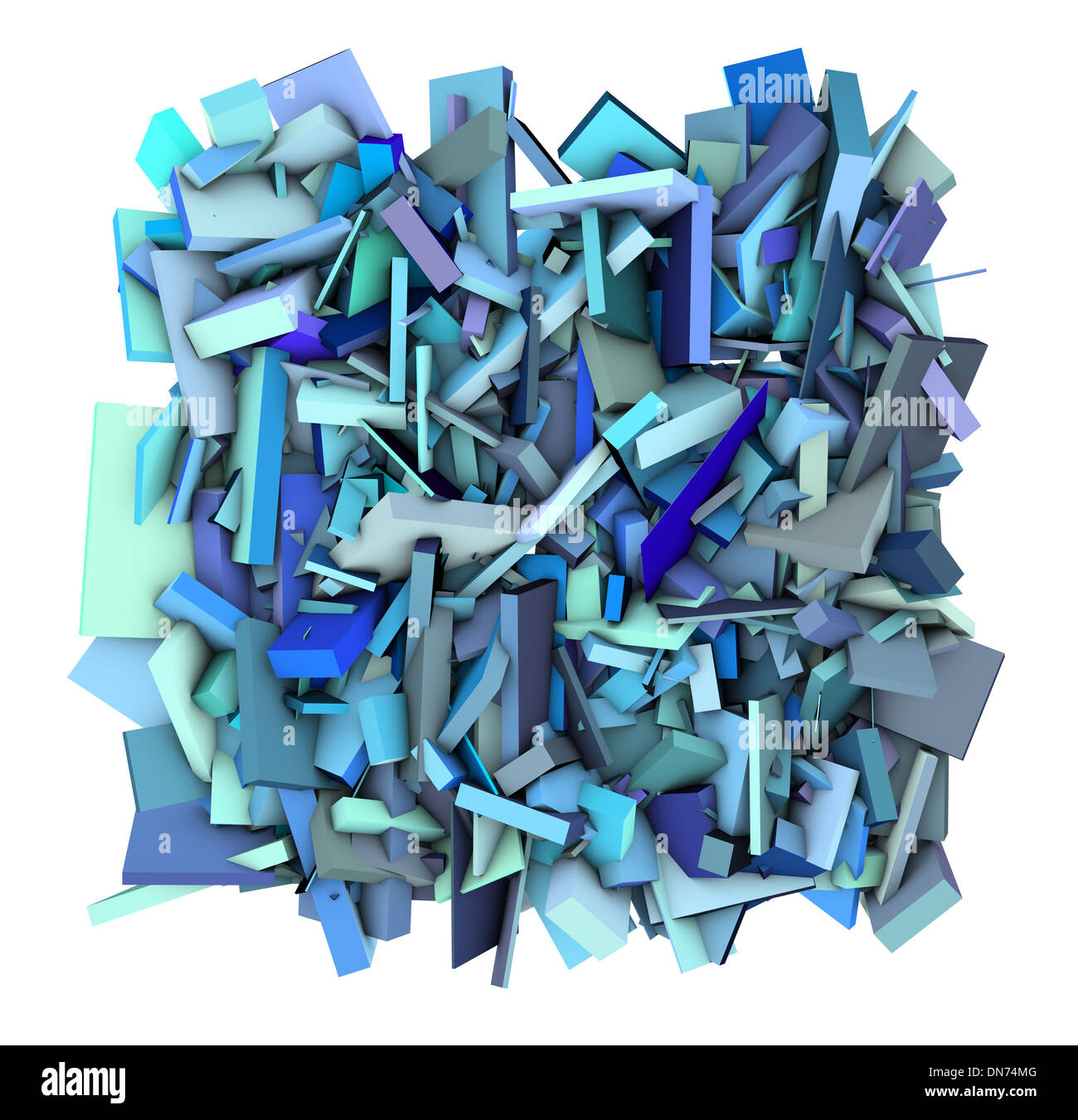 3d abstrait bleu forme fragmentée Banque D'Images