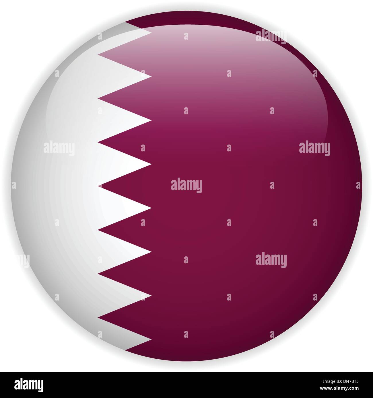 Bouton brillant Drapeau Qatar Illustration de Vecteur
