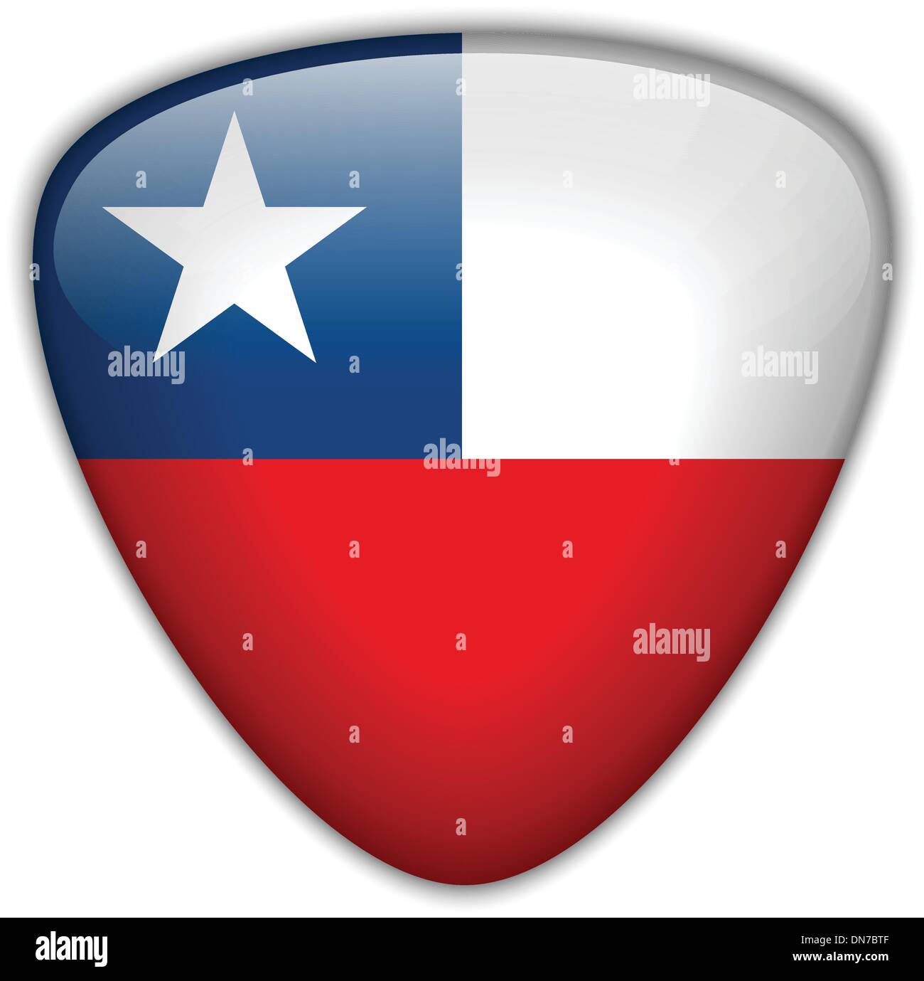 Bouton brillant drapeau du Chili Illustration de Vecteur