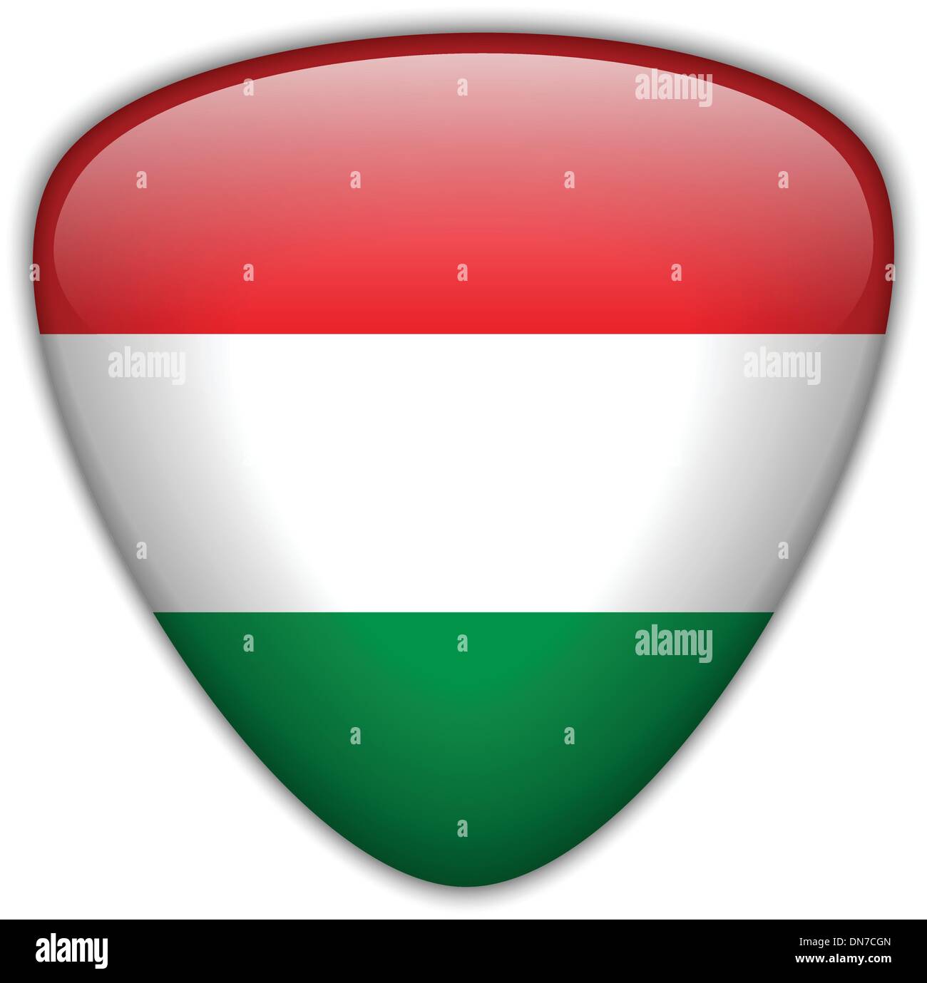Bouton brillant Drapeau Hongrie Illustration de Vecteur