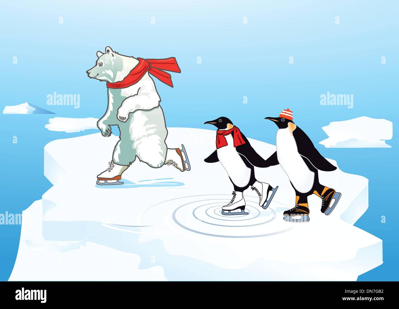 L'ours polaire et penguin ice skating Illustration de Vecteur
